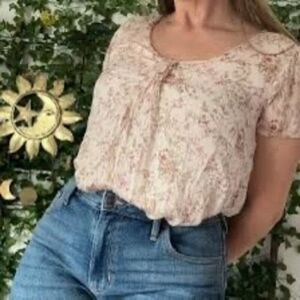 GIUSY 100% Silk Romantic Flowy Top Stretch Lined Made in Italy Cottagecore